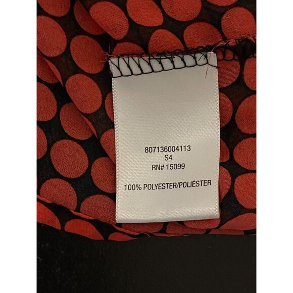 Bongo Plus 3X Red Black Dots Back Bow Sheer Blouse Office Travel Artsy Top - Picture 10 of 10